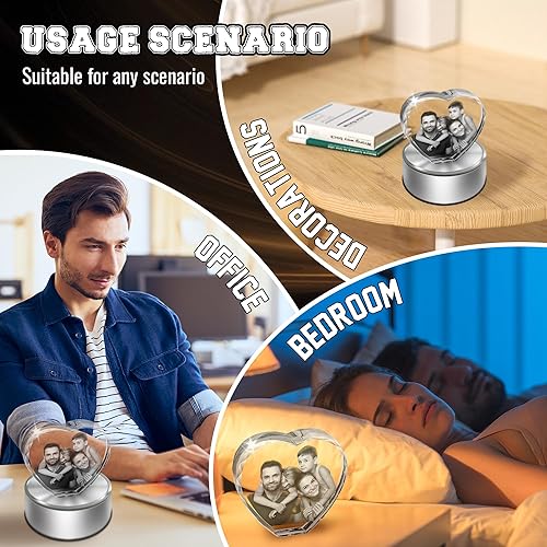 Miniatura 6 de Foto de cristal 3D, regalos personalizados para mujeres, esposa, hombres, mamá, padre, ella, él, papá, abuelo, aniversario, cumpleaños, boda,