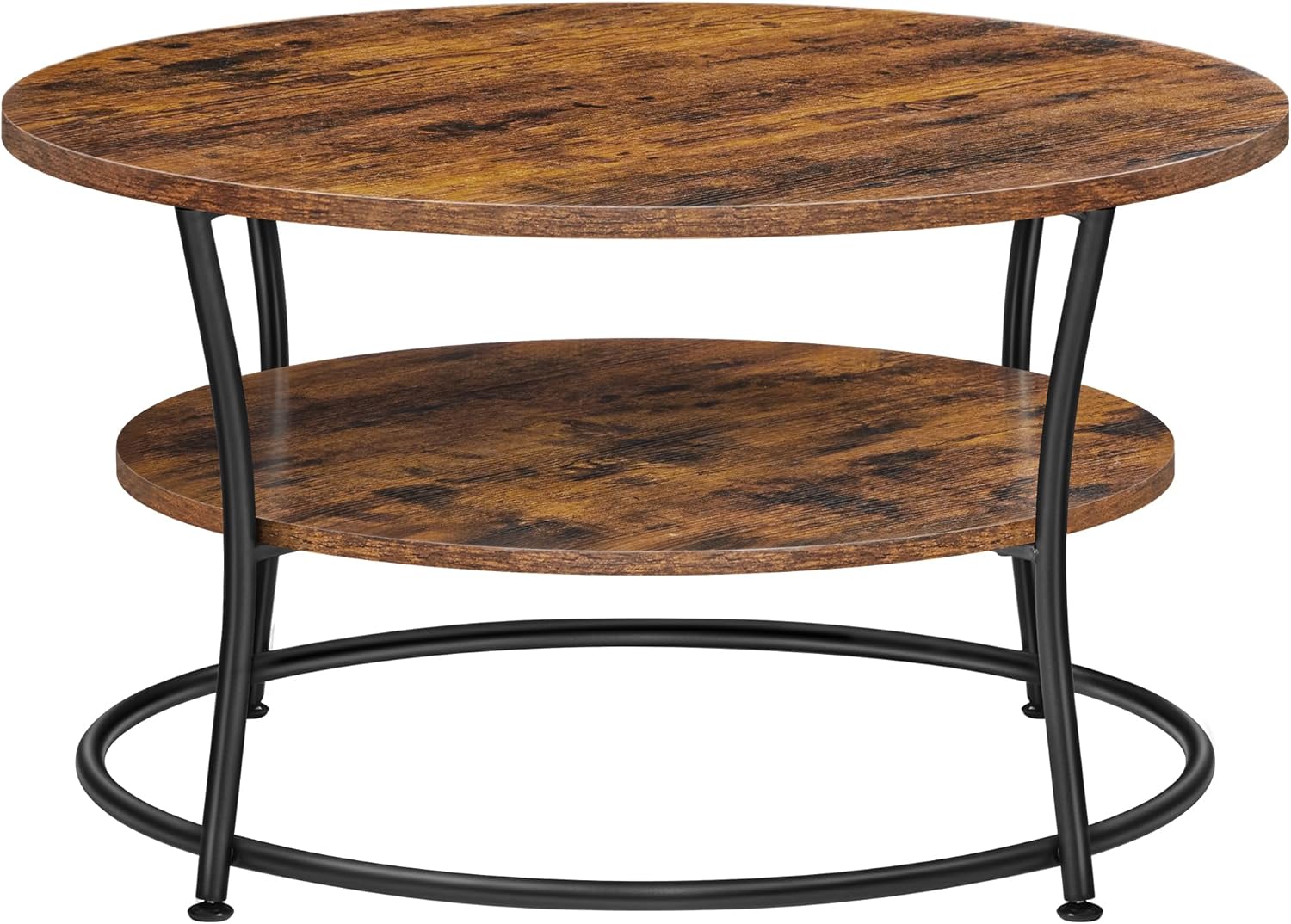 VASAGLE Table Basse, Table Ronde, Table de Salon avec Étagère de