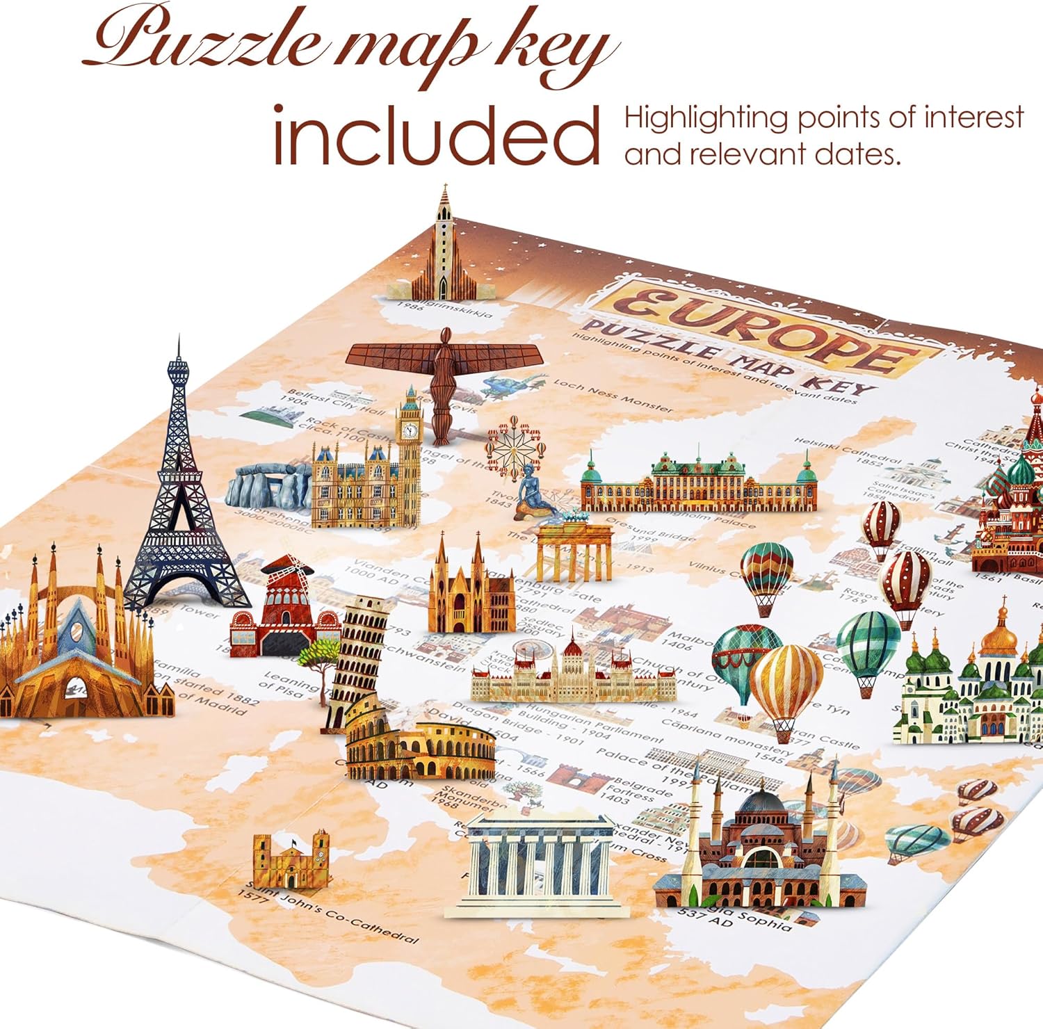 Jigsaw Puzzles for Adults 1000 Piece Map of Europe Puzzle - European Jigsaw 1000 Piece Jigsaw Puzzles for Adults and Kids - Geography Gifts by bopster