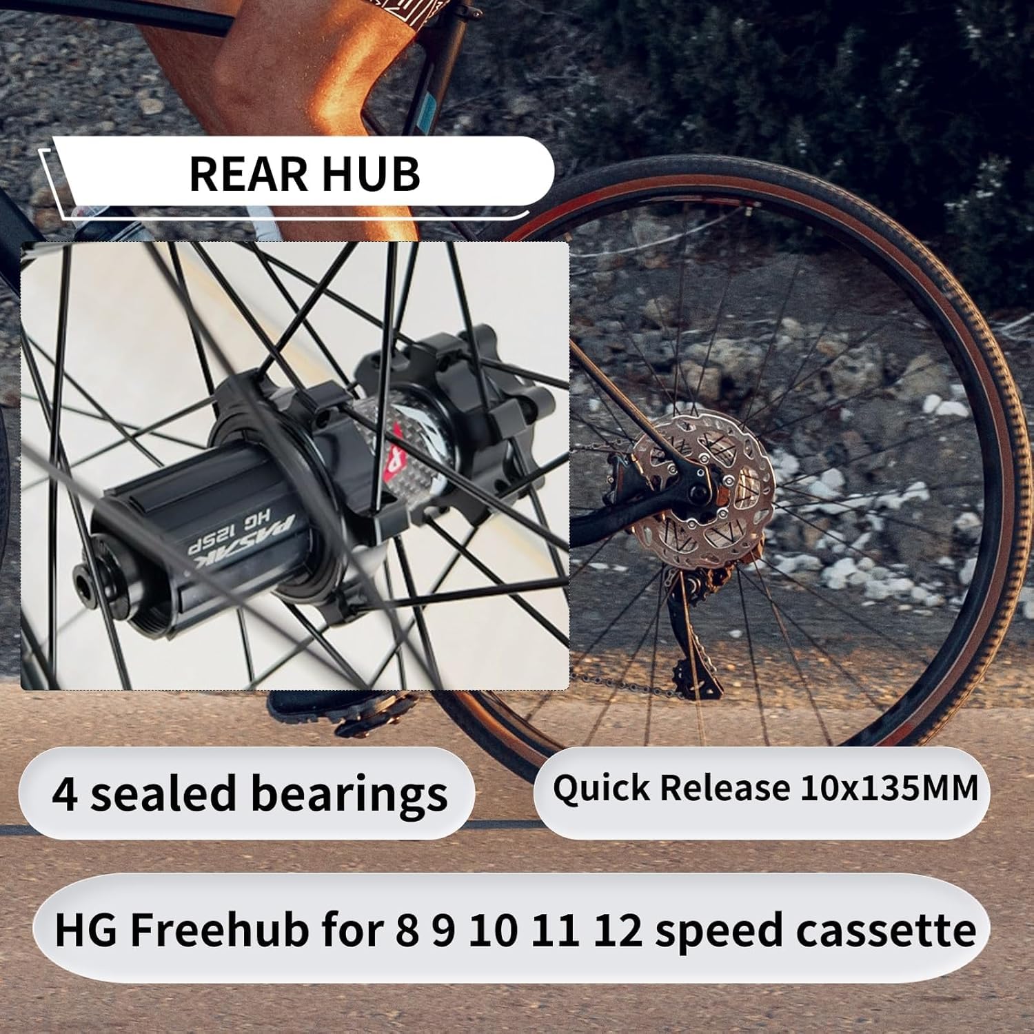 700C Ruedas Delanteras Y Traseras De Bicicleta De Carretera Juego De Ruedas De Liberación Rápida Llantas De Doble Conificado Freno De Disco 100/135Mm 24H Bujes para 8-12 Velocidades