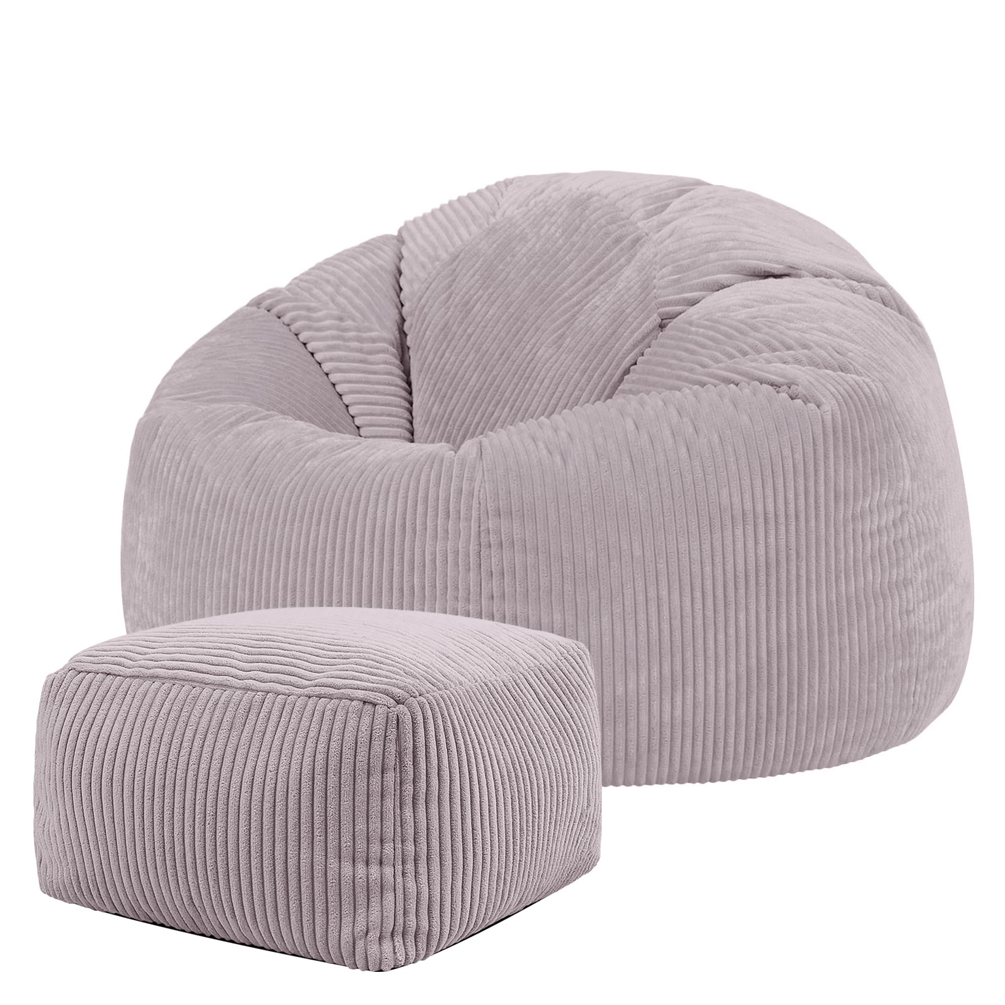 icon Kingston Cord Bean Bag & Footstool with Filling Included, Lavender