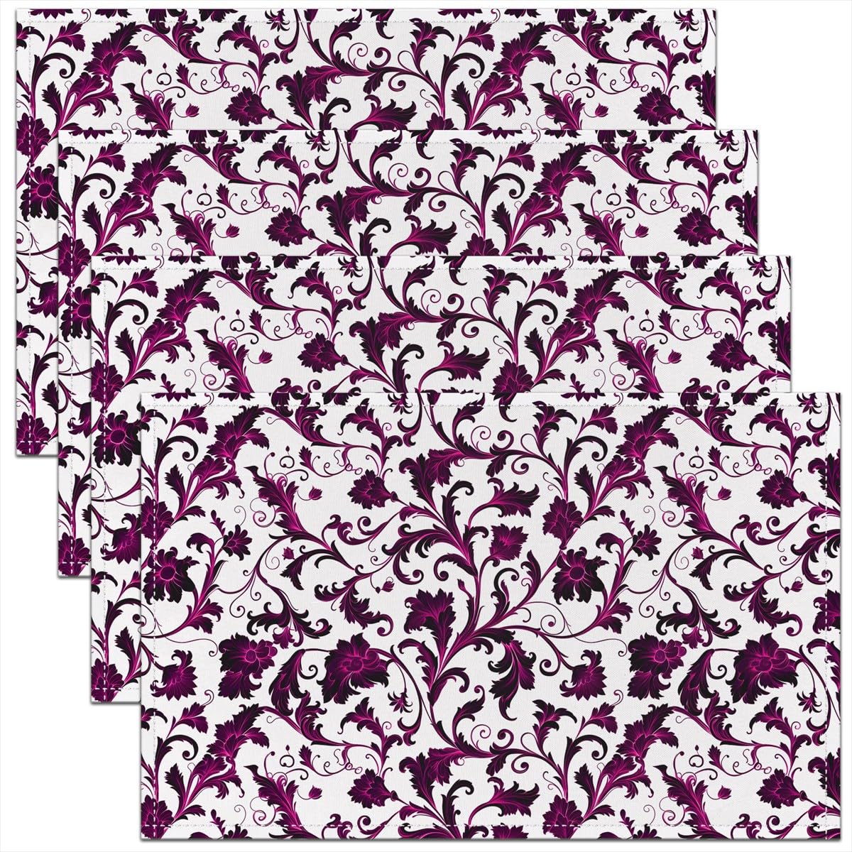 Set de table fleurs violettes lavable cuisine hôtel lot de 4 pièces 30x45