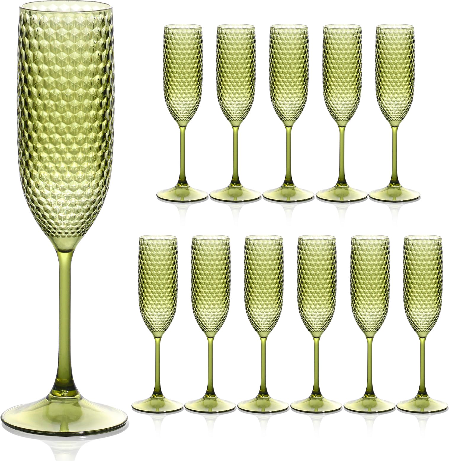 SKLENICE Plastic Champagne Flutes Champagne Glasses Unbreakable Wedding Toasting Glasses Reusable Diamond Wine Glasses Crystal Clear Party Wine Cups