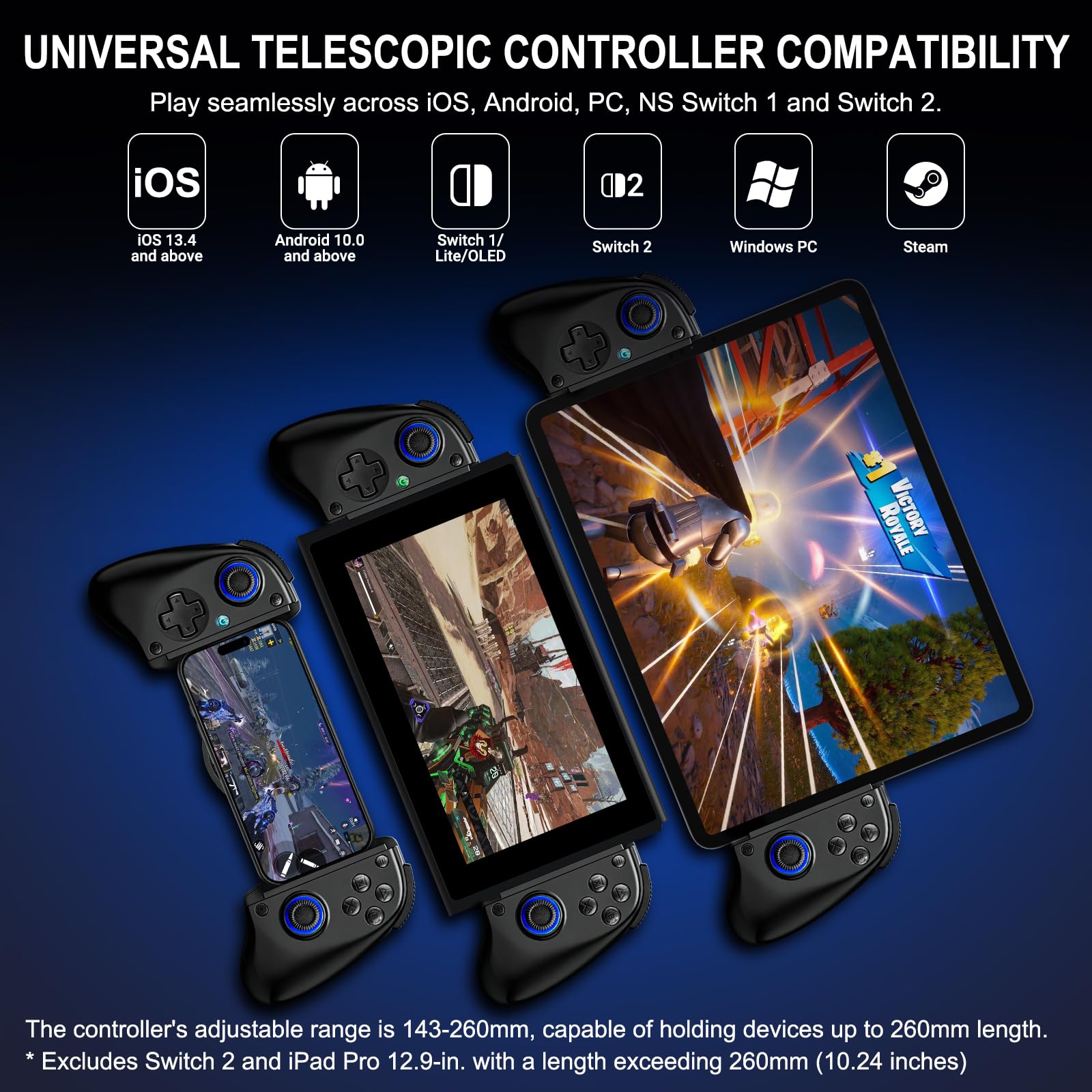 Joso Controller mobile Cloud Gaming per iPhone 16/15/14, iPad, Tablet, Android/PC/Switch/Gamepad Joystick con funzione turbo, streaming su PS4/Xbox/PC, effetto hall, nero