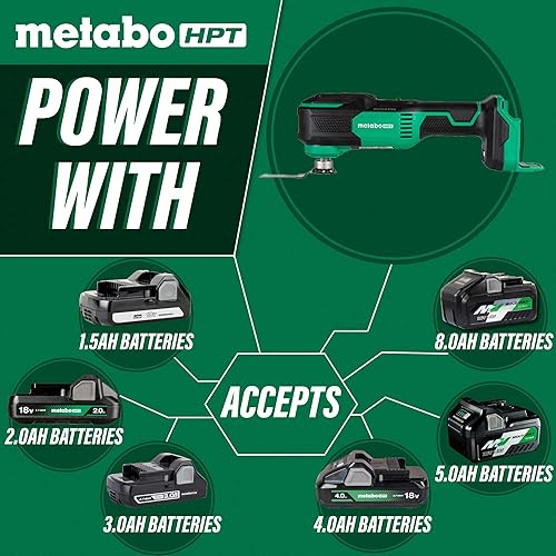 Miniatura 3 de Metabo HPT Multiherramienta oscilante MultiVolt de 18 V  Solo herramienta - Sin batería  Corte de alta velocidad  Baja vibración y ruido  Garantía