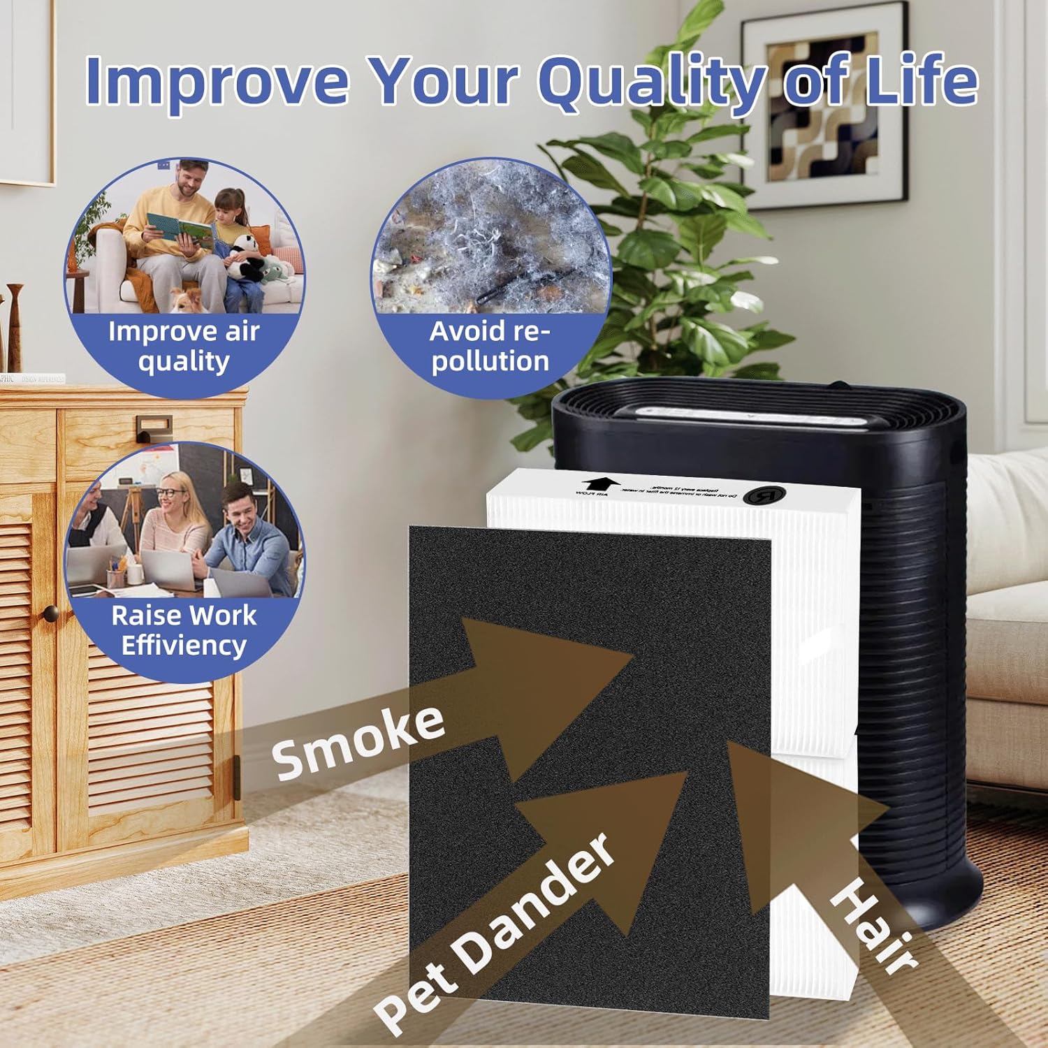 HPA100 Replacement Filters for Honeywell Air Purifier,Compatible with HPA100,HPA094, HPA104, HPA105 HPA3100, HPA5100,4 True HEPA R Filter + 8 Activated Carbon Pre-Filter A,Part No. HRF-ARVP100 - Image 8