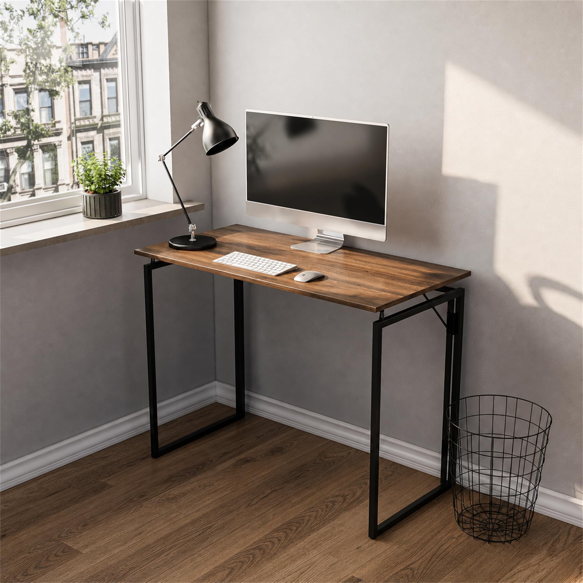 MUSSO F5 Scrivania Pieghevole 80 x 40 cm, Senza Montaggio, Marrone | Piano 80 x 40 cm, Pieghevole, Senza montaggio, Casa, Studio e Hobby
