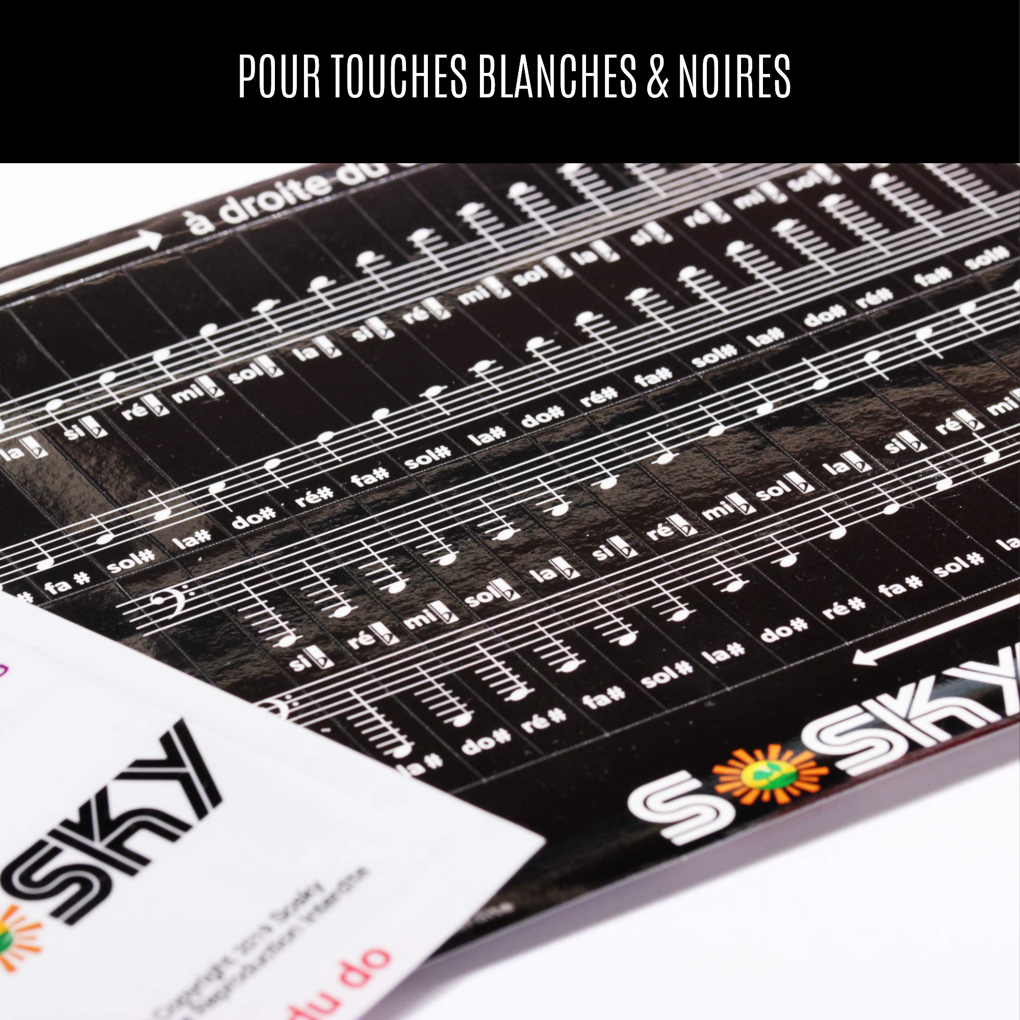Notes Piano Autocollant Notation FR et USA - Stickers Pour Clavier 49 à 88 touches - Repositionnable - pour 37, 49, 54, 61, 88 Touches - Piano Stickers Notes pour Clavier pour Enfant Débutant