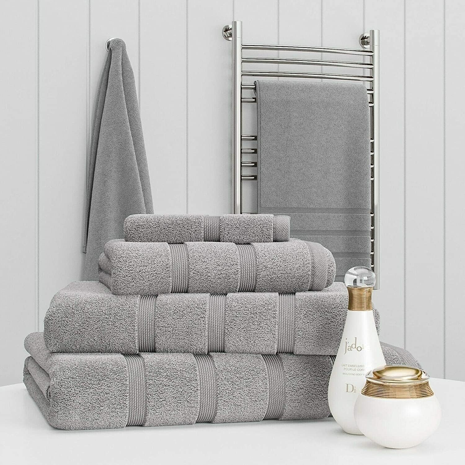 RugsCity Luxury Towel Set 100% Cotton 2 Piece Towel Set Hand Towel Bath Towel Bale 500 GSM Bathroom towels 2 Piece Sets (Silver)