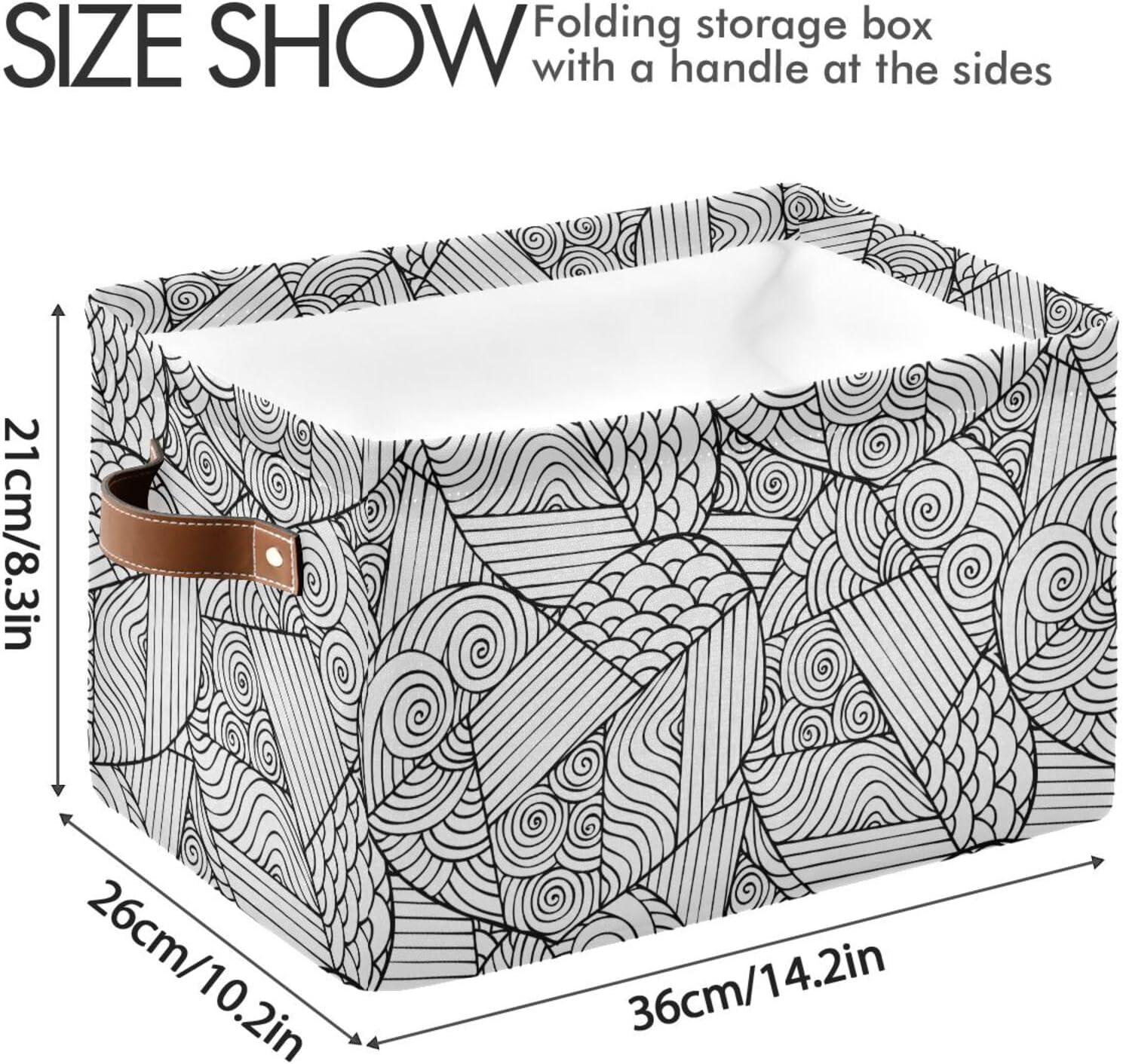 Happy Valentine's Day Monochrome storage baskets, foldable and waterproof cloth baskets with sturdy handle tubs big mini for bedding tool gadget 1 pack