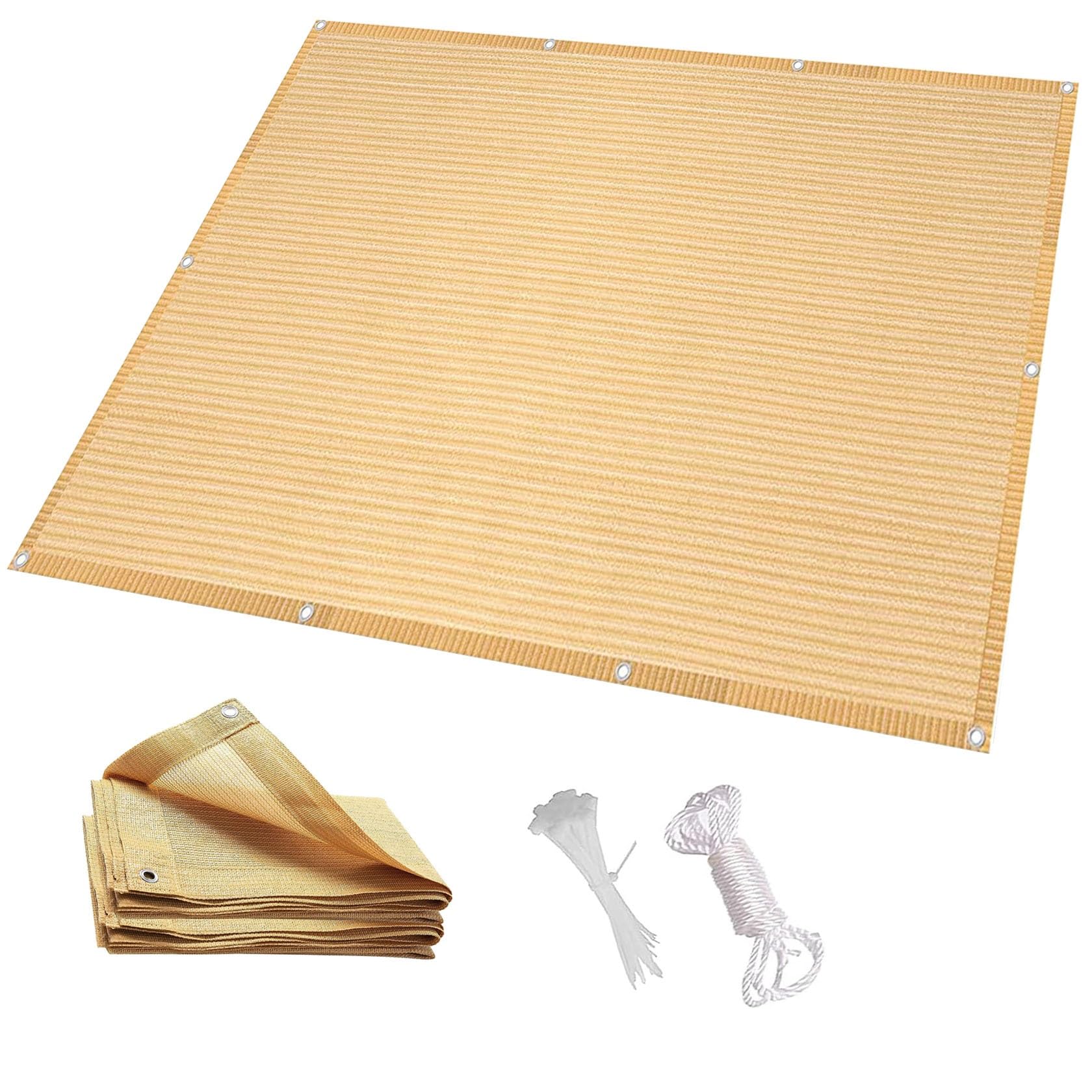 Auvent rectangulaire protection solaire en tissu HDPE jaune sable