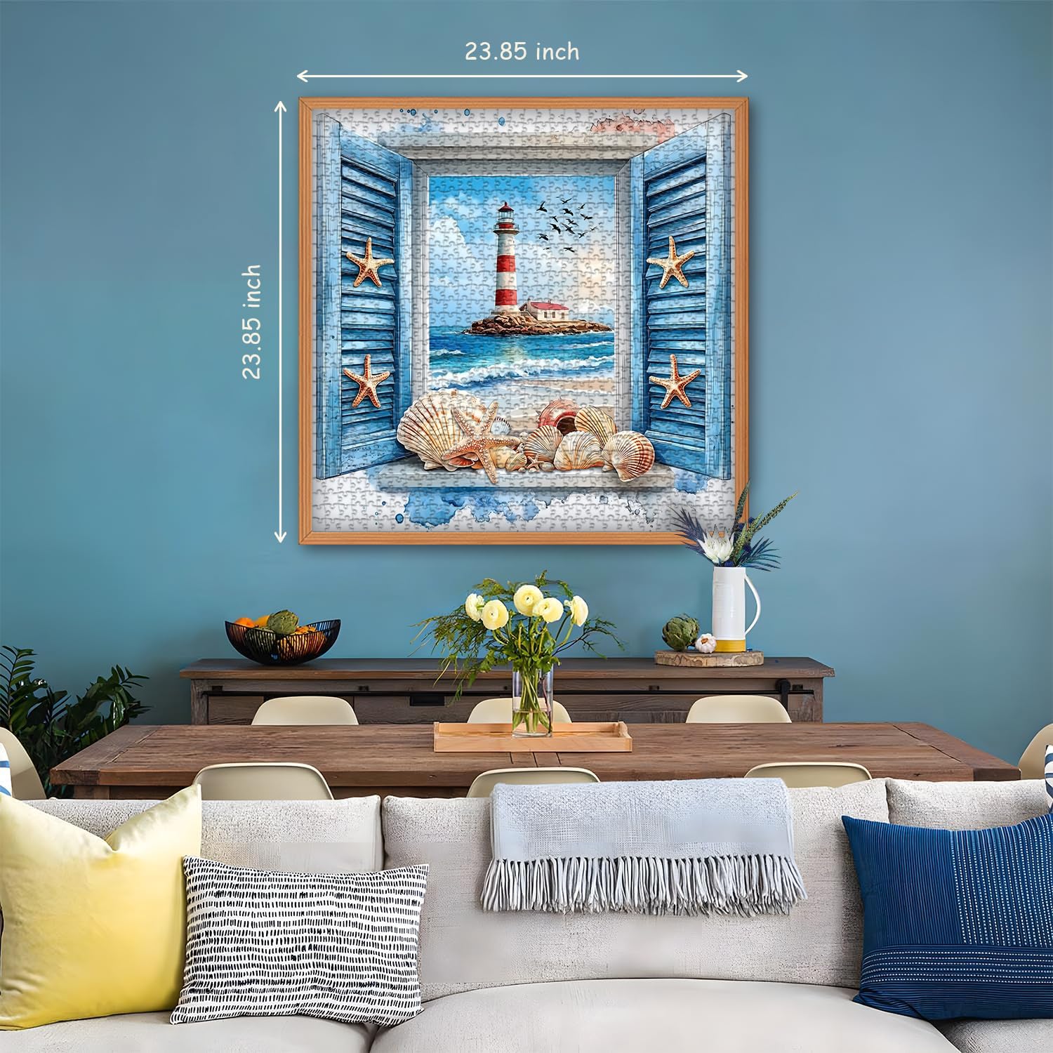 PICKFORU Beach Puzzles for Adults 1000 Pieces, 3D Window Art Lighthouse Puzzles Seashell, Unique Ocean Jigsaw Puzzles 1000 Pieces Painting, Nature Challenge for Adults - Image 4