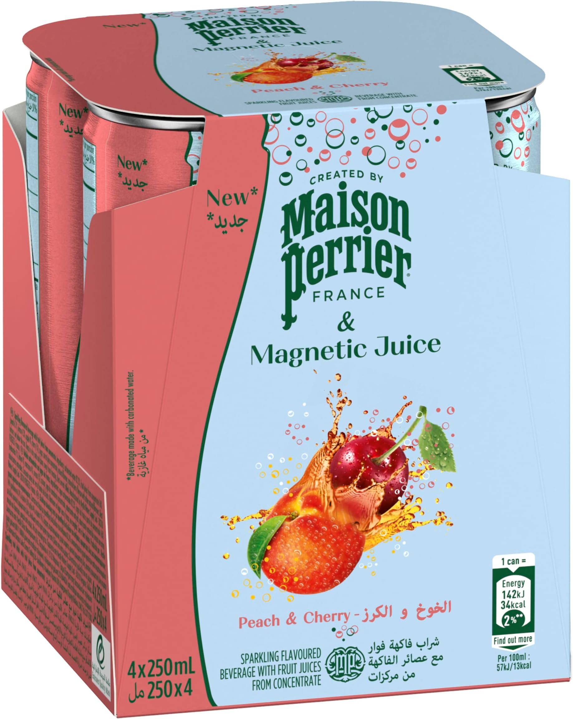 Perrier Maison & Magnetic Juice Peach & Cherry 4x250ml