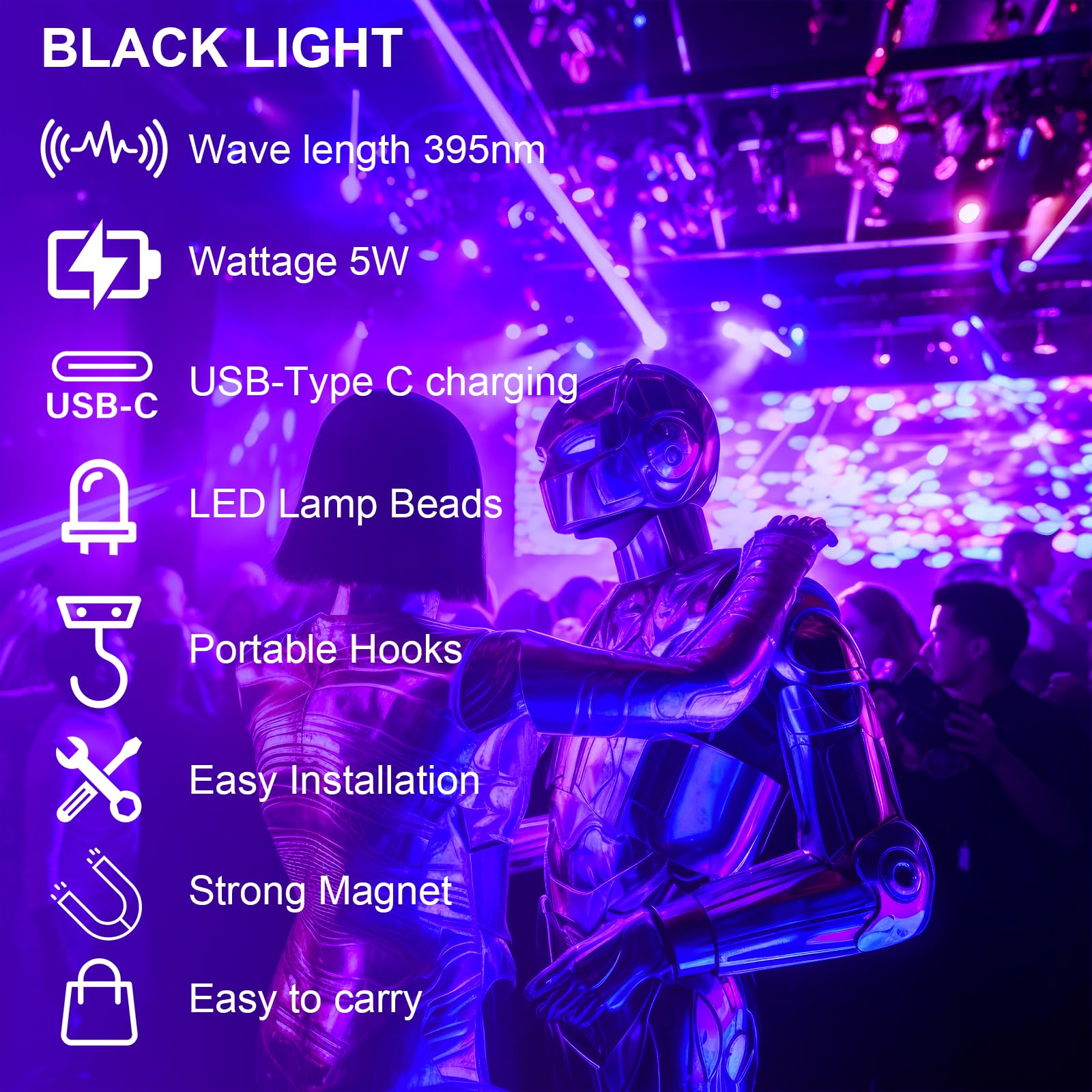 Barra de luz LED Negra 2 Pack