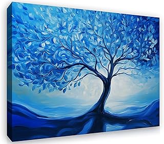 ketilly Blue Wall Decor Tree Of Life Canvas Paintings Wall Art Abstract ...