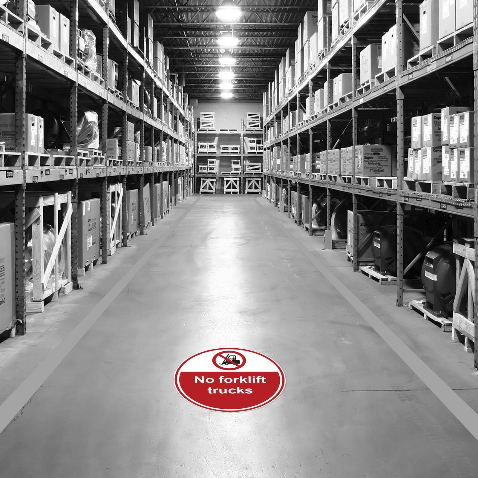 Rotuladores de seguridad para pisos con carretillas elevadoras – Adhesivo antideslizante de vinilo – Wearhouse Factory Hazard Safety Signs Vinilo laminado antideslizante.