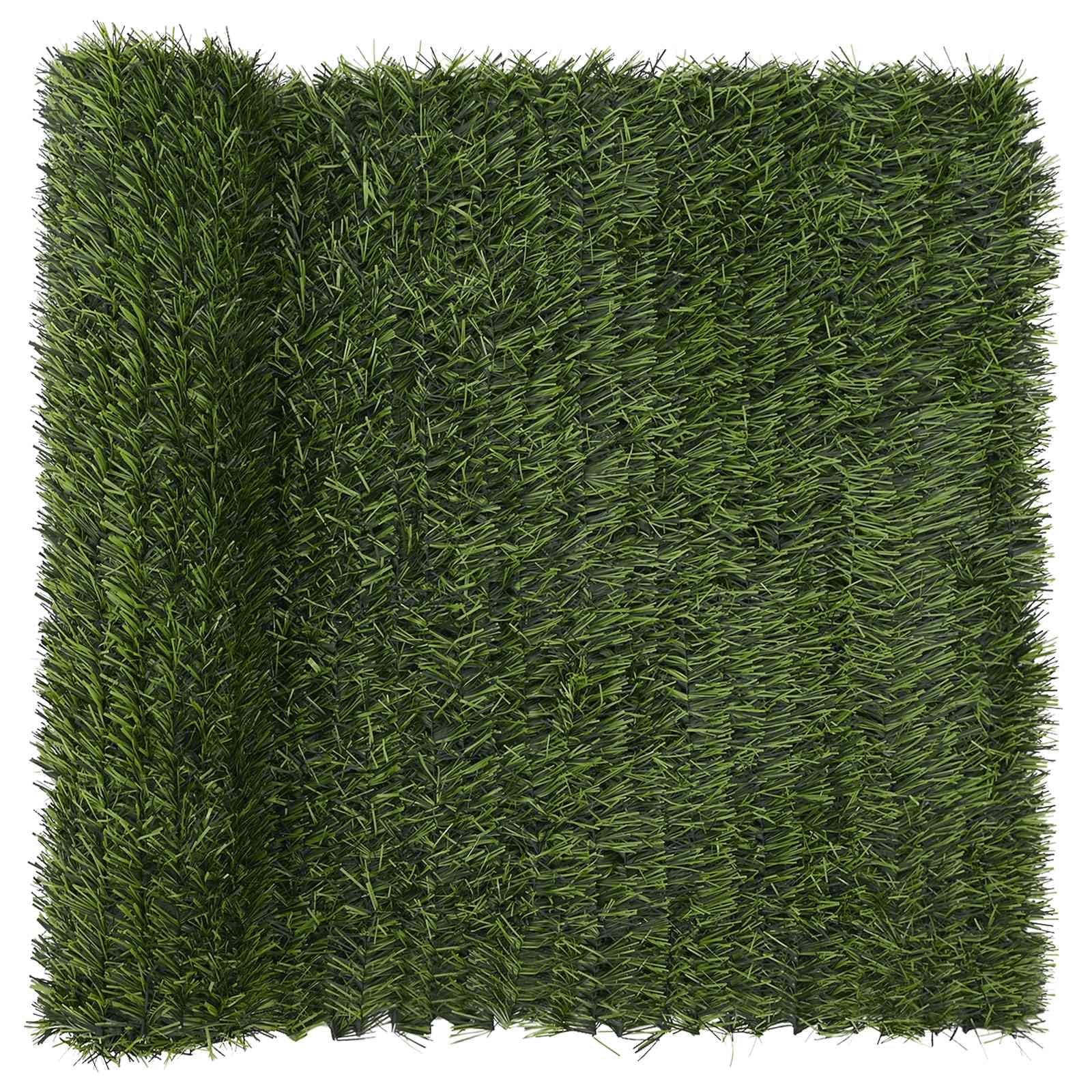 vidaXL Recinzione Artificiale Verde chiaro 1 x 10 m PVC e Acciaio, Recinzione in erba artificiale, schermo per patii, pannelli rettangolari, proteggi il tuo giardino all'aperto