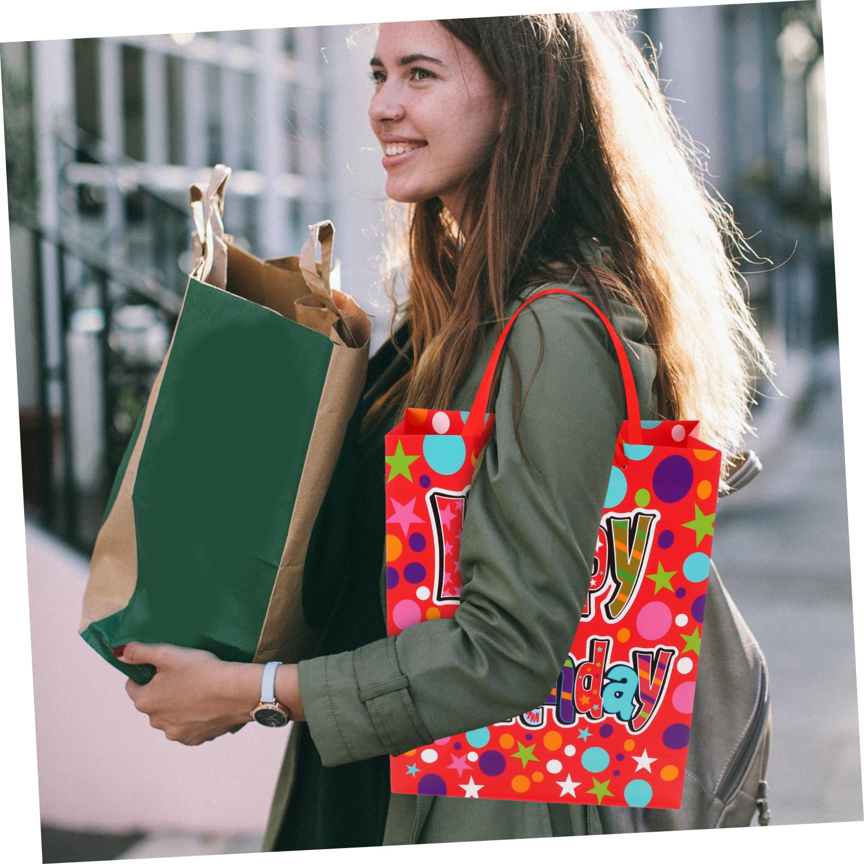 VALICLUD 12 Pièces Fourre-tout D'anniversaire Fourre-tout Délicats Pochette En Papier Couché Avec Poignées Portable Papier D'emballage