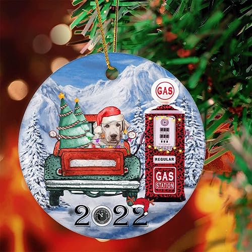 Christmas Ornament 2022 Gas Price Funny Ornament Pet Ceramic Ornaments Dogo Argentino Ornament Dog Mom Gifts Christmas Tree Hanging Accessories Xmas
