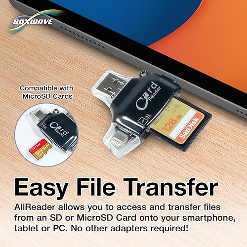 Miniatura 3 de BoxWave Gadget inteligente compatible con GameSir G7 - AllReader lector de tarjetas SD, lector de tarjetas microSD Compact USB - Negro azabache