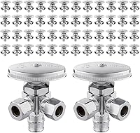 Vista 13 de EFIELD Válvula de parada de ángulo de giro múltiple con salida de compresión doble, 1/2 "NOM (5/8" OD) x (3/8 pulgadas x 3/8 pulgadas) cromo