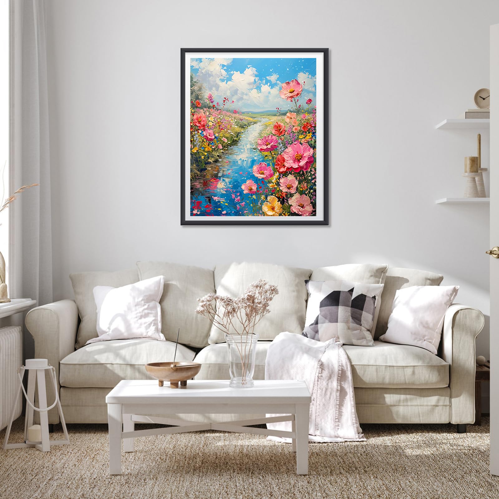 CEOVR Dipingere Con i Numeri Adulti Pappagallo,Paint by Numbers Adulti Kits Fiore DIY Creart Painting Adulti Kit,Fiume 40x50 cm Senza Cornice Painting by Numbers per Principianti