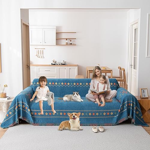 ROOMLIFE Funda de sofá con patrón de hueso de pez para sofá de 2 a 3 cojines funda de sofá seccional fundas de sofá bohemias para sala de estar