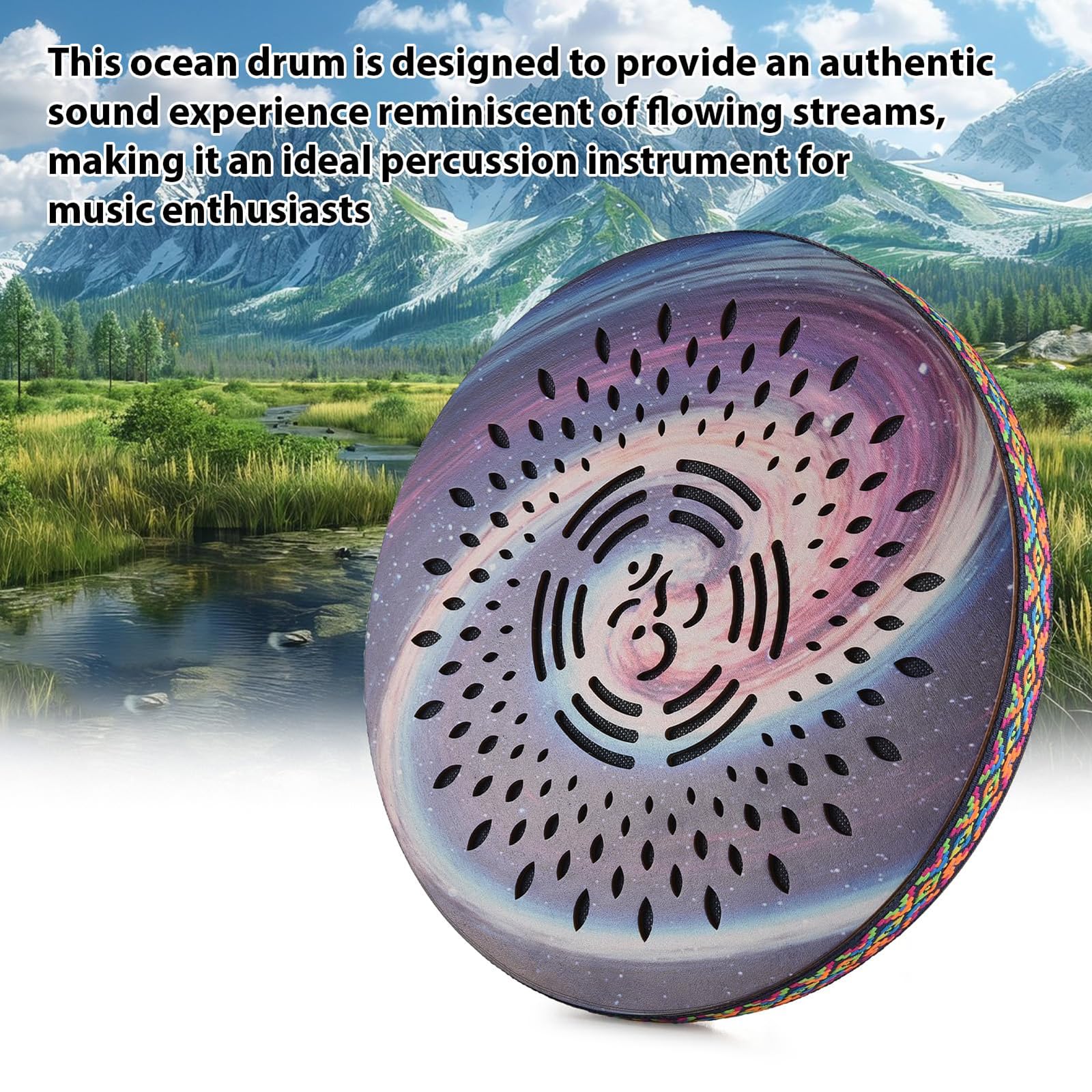Ocean Drum Instrument de percussion ethnique – 20,3 cm en bois de bouleau pour la guérison du son, le yoga, la méditation, le son agréable, la libération de pression