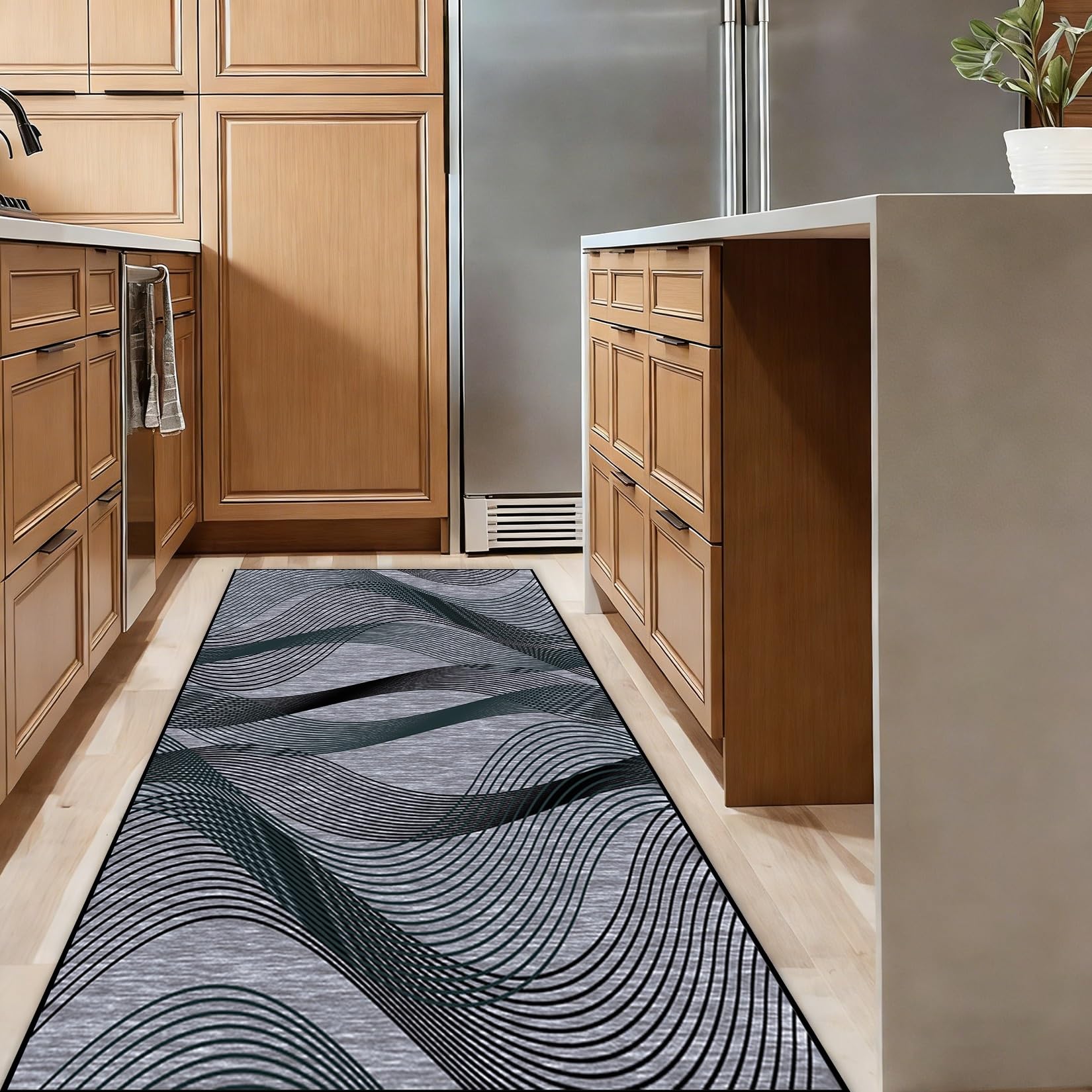 Alfombra pasillo de 90 x 200 cm lavable con base de goma antideslizante