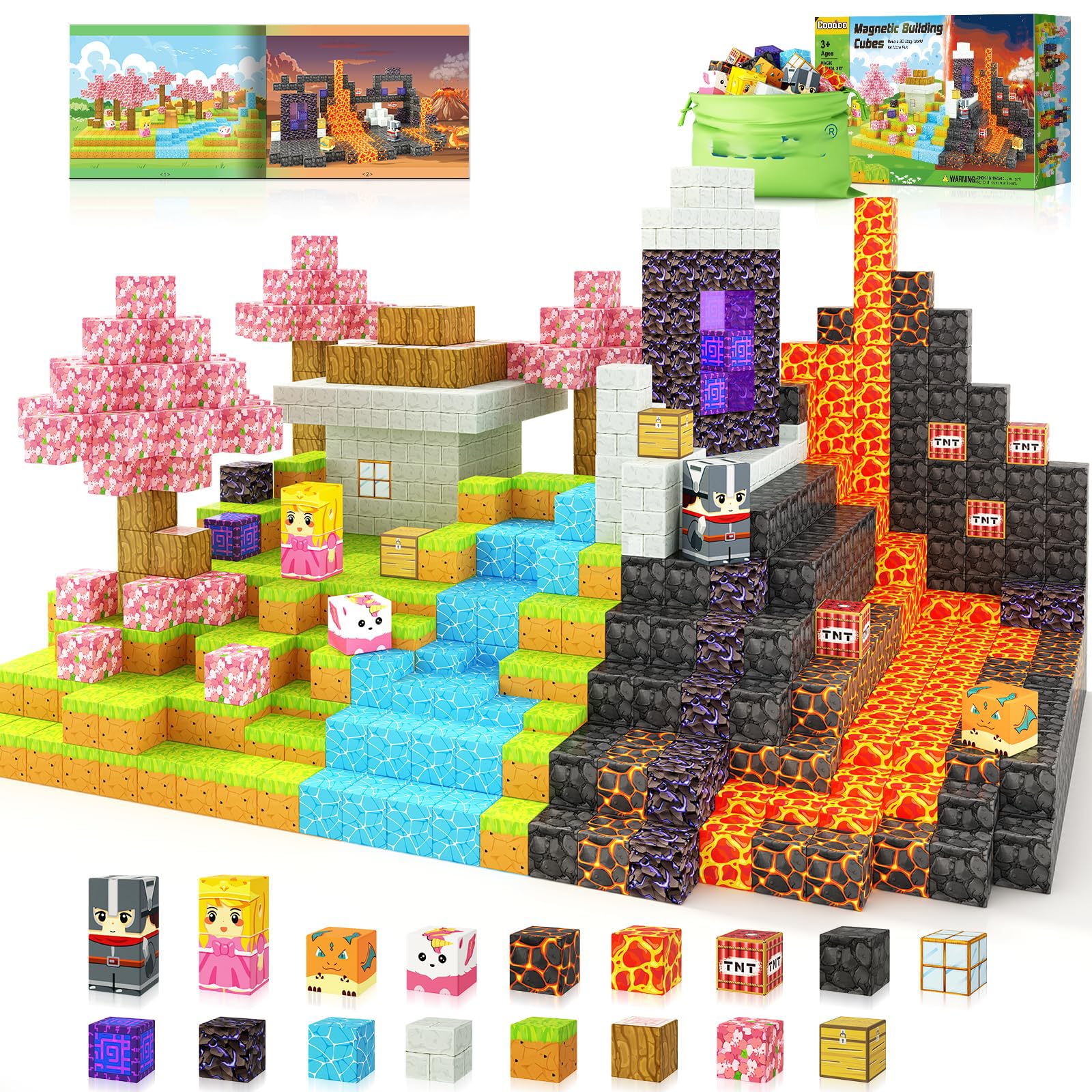 Magnetic Blocks - Build Mine Magnet World Magic Portal Set, Magnetic Tiles Building Blocks Toddler Toy STEM Sensory Outdoor Toys for 3+ Year Old Boys & Girls, Creative Kids Games Kids Toys 84PCS