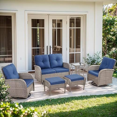 6 Piece Patio Furniture Set - Wicker Patio Conversation Set