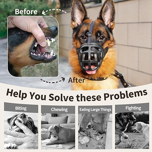 Miniatura 7 de Bozal para perro, bozales de red transpirables para perros pequeños, medianos, grandes y extra-grandes, para que no muerdan, ladren y mastiquen, lo