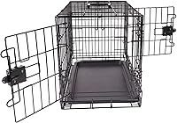 Vista 3 de Yaxa Basics Jaula para perros duradera y plegable de alambre de metal con bandeja, puerta doble, 30 x 19 x 21 pulgadas, color negro