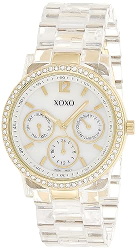 XOXO Women's XO5527 Clear Bracelet with Rhinestones on Gold Case