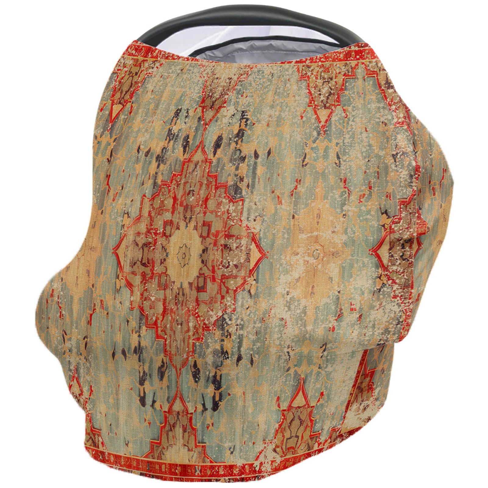 Nursing Cover for Breastfeeding Scarf, Vintage Red Flower Textured Abstract Baby Car Covers Super Soft Multi Use for Canopy Shopping Cart Cover Blanket Stroller Cover