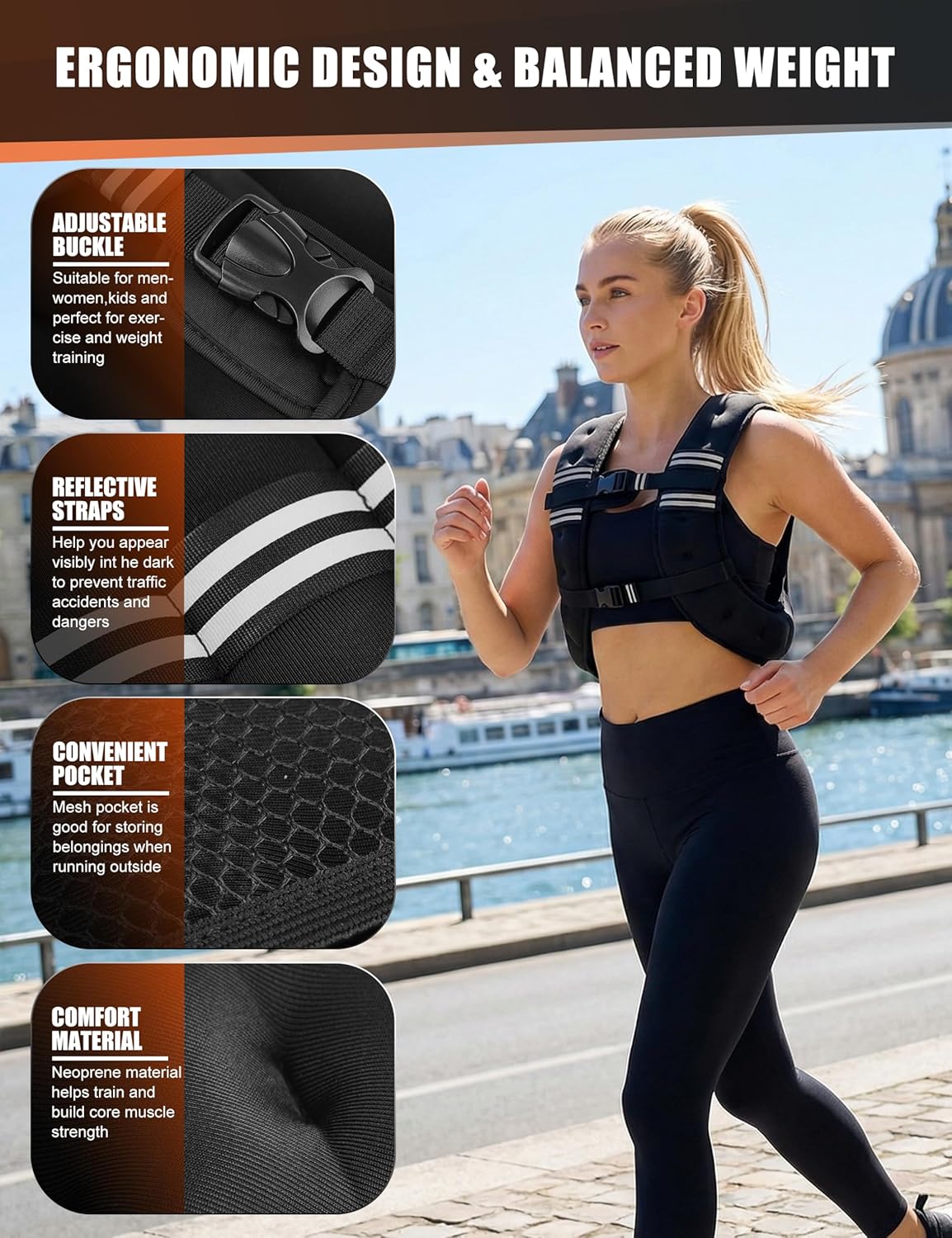 Henkelion Weighted Vest Weight Vest for Men Women Kids Weights Included, Body Weight Vests Adjustable for Running, Training Workout, Jogging, Walking