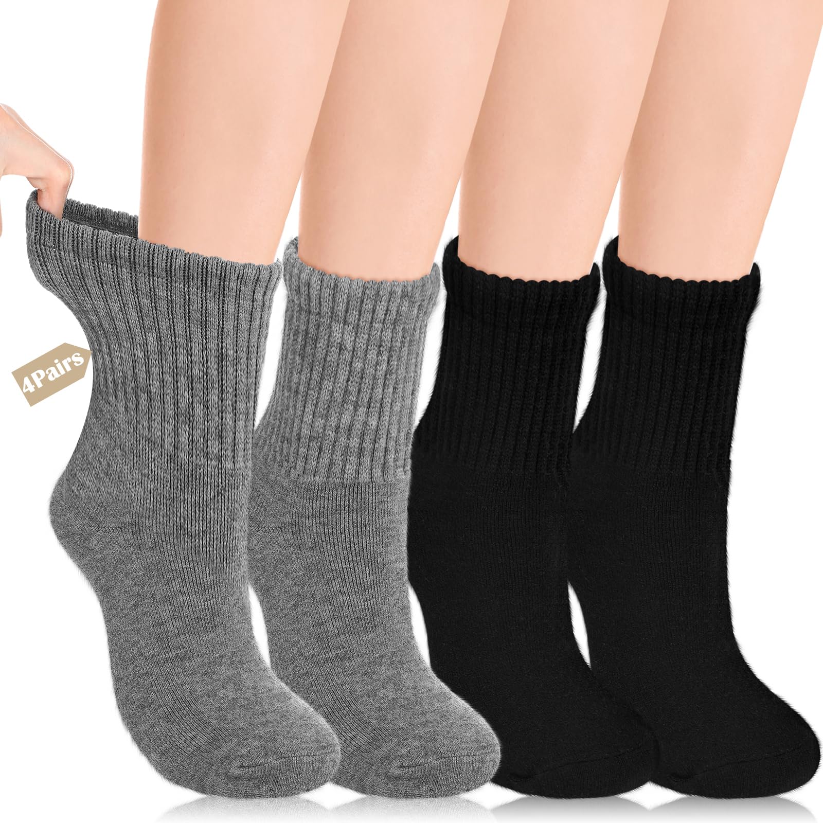 Cutecrop 4 Pairs Alpaca Wool Diabetic Sock