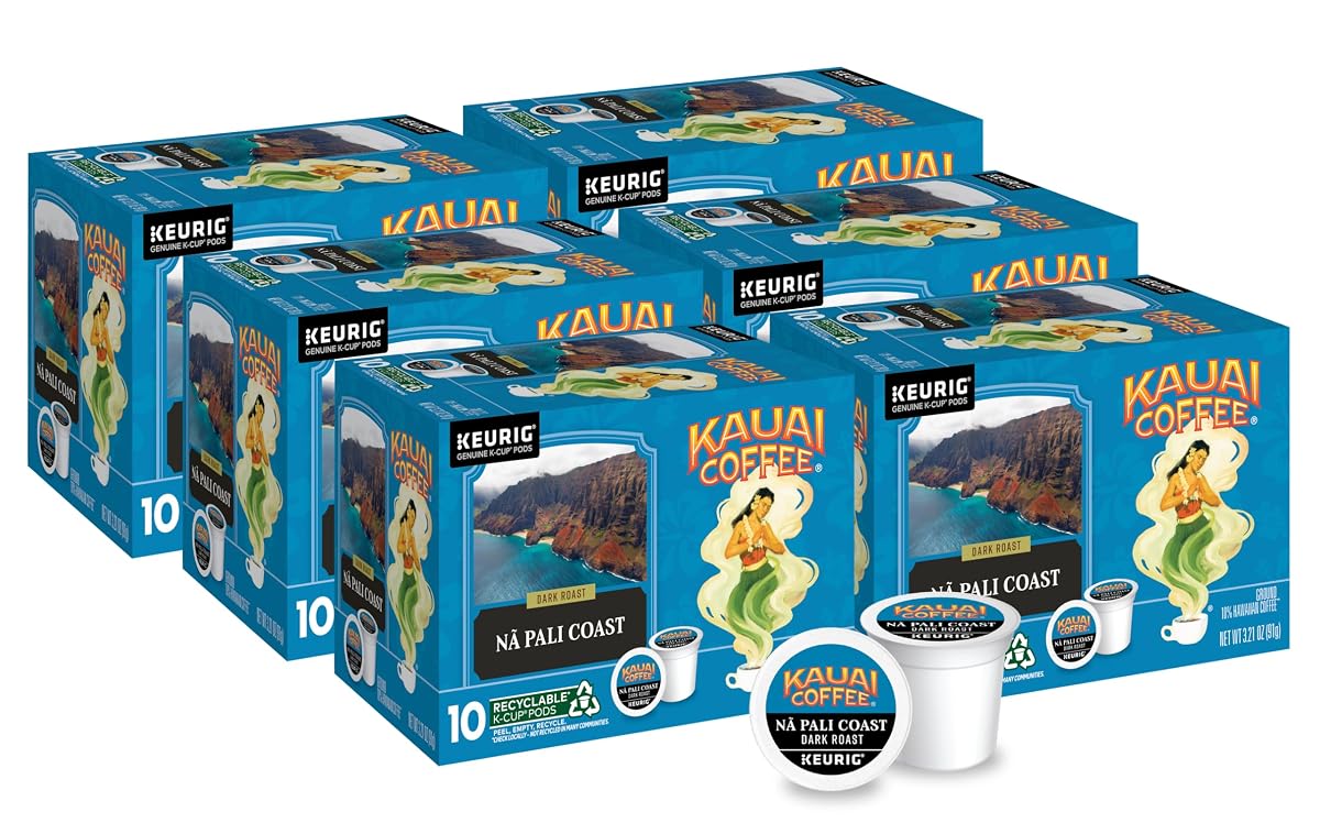 Kauai Coffee Na Pali Dark Roast Coffee Pods, 10 Count