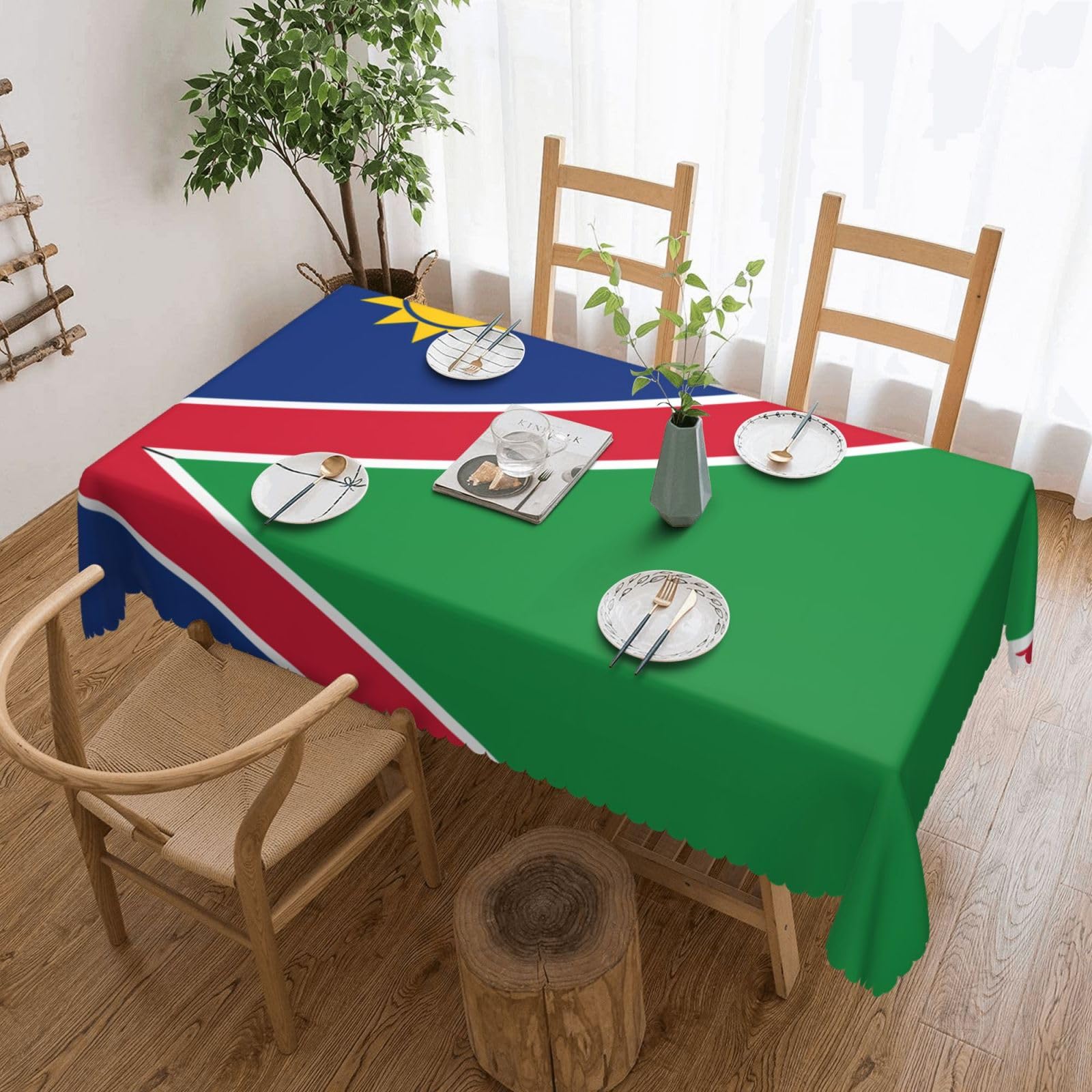 Dlxw Premium Stain-Resistant Flag of Namibia Tablecloth for Outdoor picnics, Kitchens and Holiday Dinners 54 x 72 in