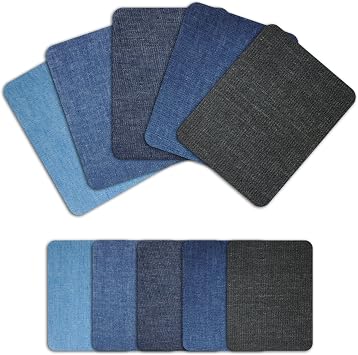 10 Pack Iron-on Repair Patches, 3.74x4.92 Inch Sewing on Patches, 5 Colors Denim Repair Patches for Clothes, Jeans, Hats 10