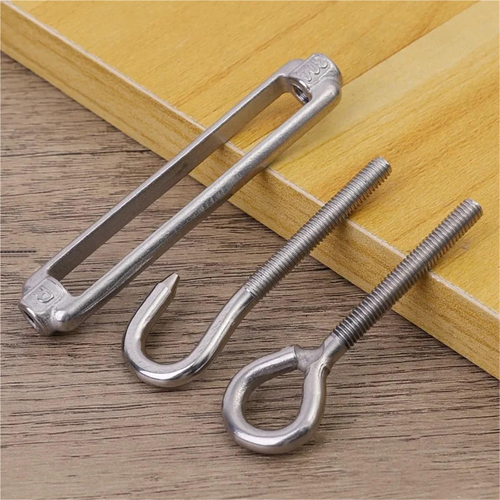 5 pezzi di tenditori a gancio e occhiello in acciaio inossidabile, set tensionamento for cavi da giardino regolabili, dispositivo bloccaggio del tenditore Per Interni Ed Esterni(M6)