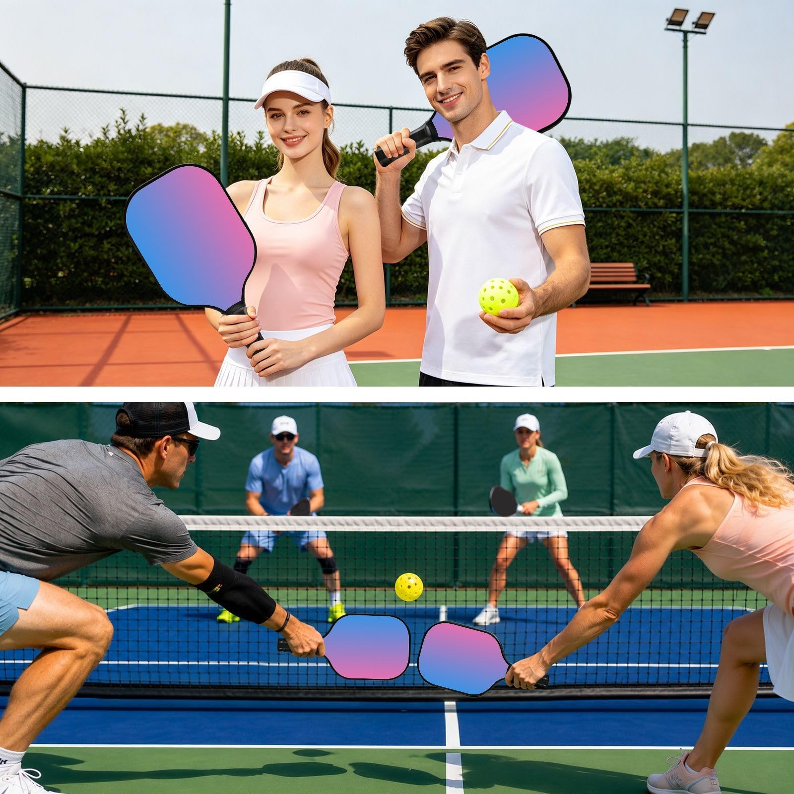 Racchette da pickleball in vetroresina sfumate blu