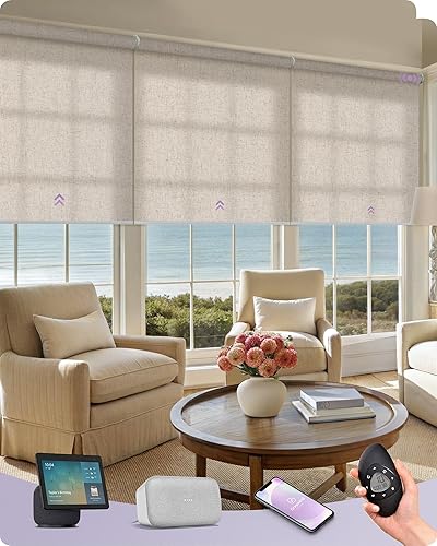 Miniatura 39 de Graywind - Cortinas solares motorizadas compatibles con Alexa, Google, WiFi, casa inteligente, control remoto, persianas eléctricas con filtro
