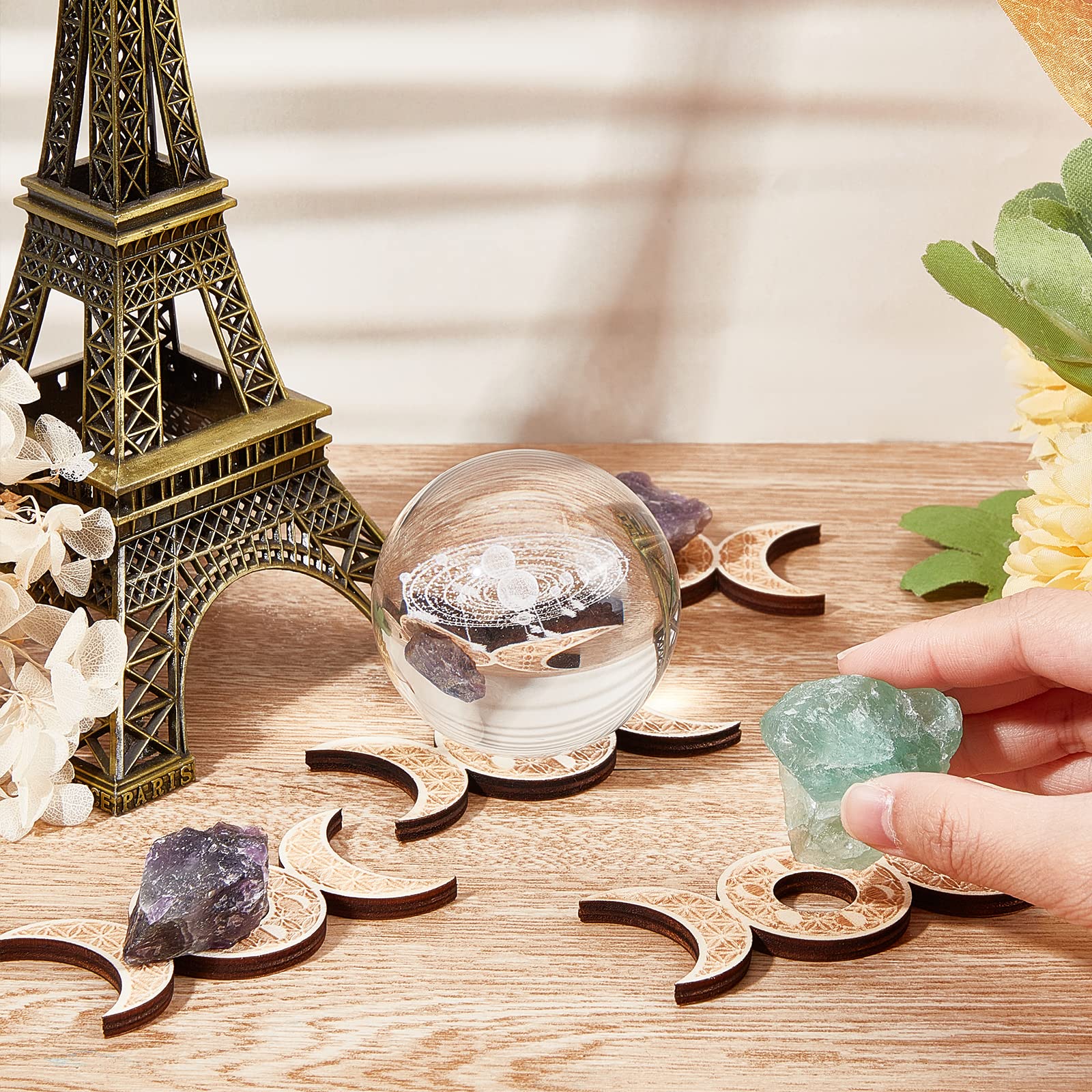 Lot De 2 Présentoirs En Bois Noir Pour Sphère De Cristal