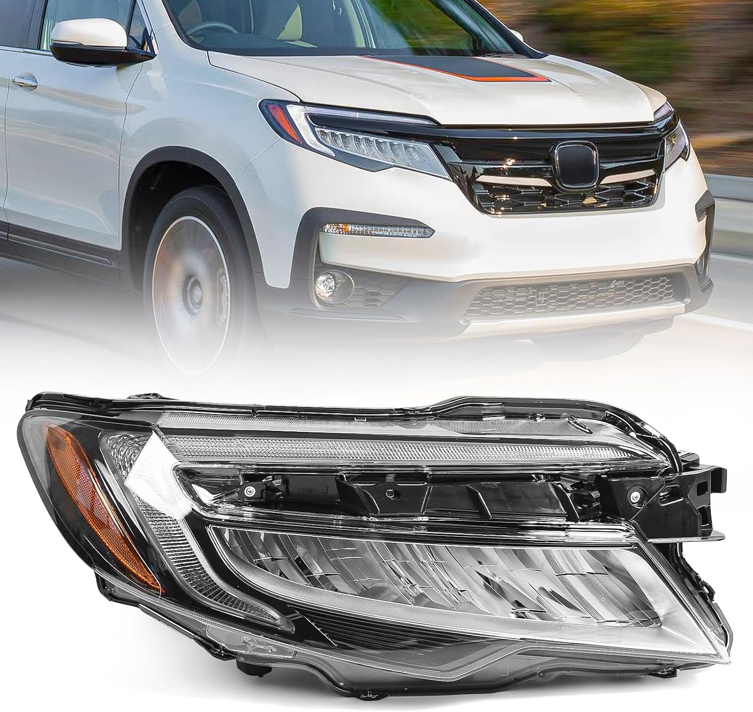 Huray LED Headlight for Honda Pilot 2019-2022/Honda Passport 2019-2021 OE Head Lamp Replacement 33100-TG7-A32/A31 (Passenger Side (Right))