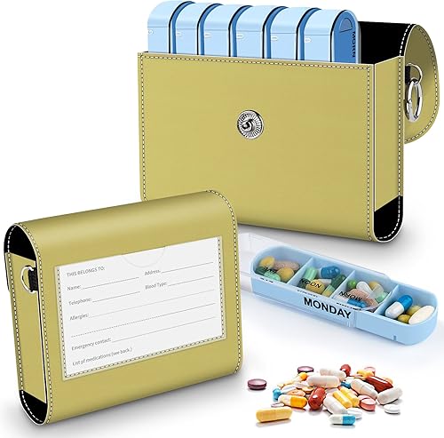 BVYA Estuche organizador de píldoras, pastillero de viaje semanal recordatorio de medicamentos, para 4 veces al día, 7 días a la semana, incluye