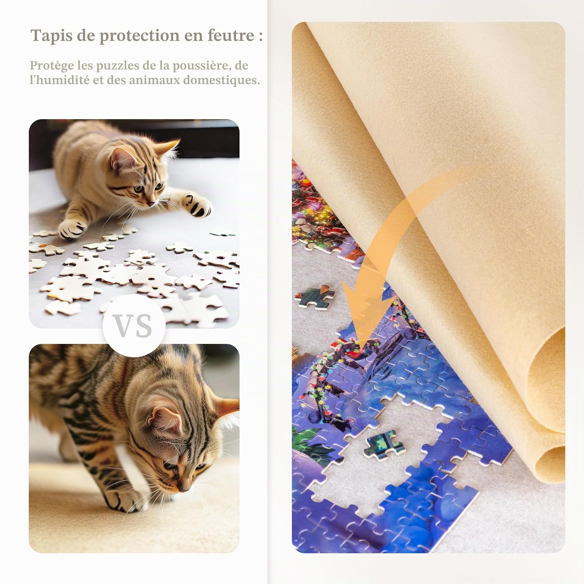 Lavievert Planche de puzzle pliable avec couverture, plateau de puzzle en feutre léger avec 10 tiroirs colorés pour adultes, accessoires de puzzle portable, jusqu'à 2 000 pièces