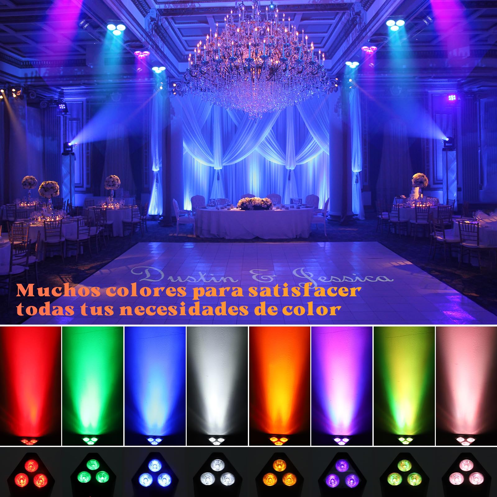 Batteria LED da 3 * 18W Par Light RGBW+UV Faretto da Palco Ricaricabile 6 in 1, Luce da Discoteca con Telecomando a Infrarossi/Wireless da 2,4 GHz/APP, Adatto per Palchi Festival