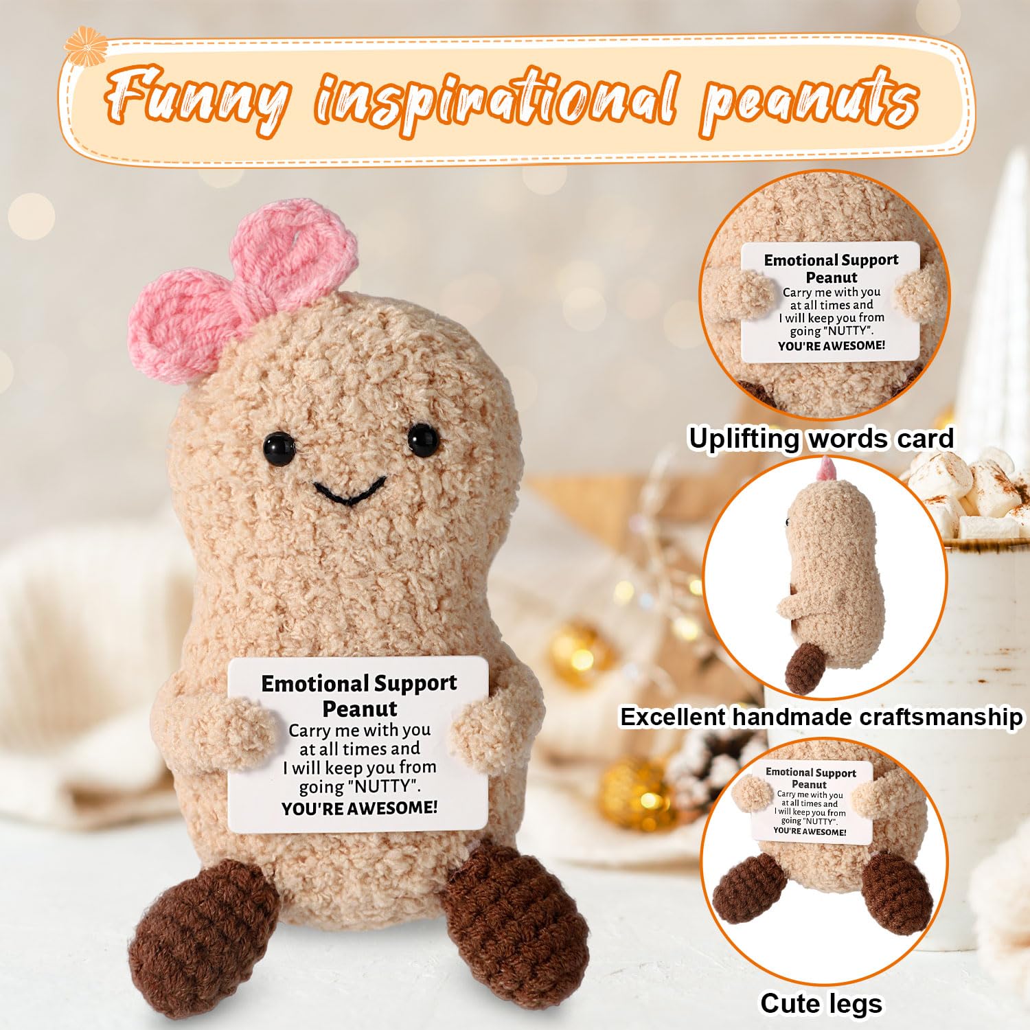 Amazon.com: TOYMIS Positive Peanut Crochet Plush, Knitted Mini