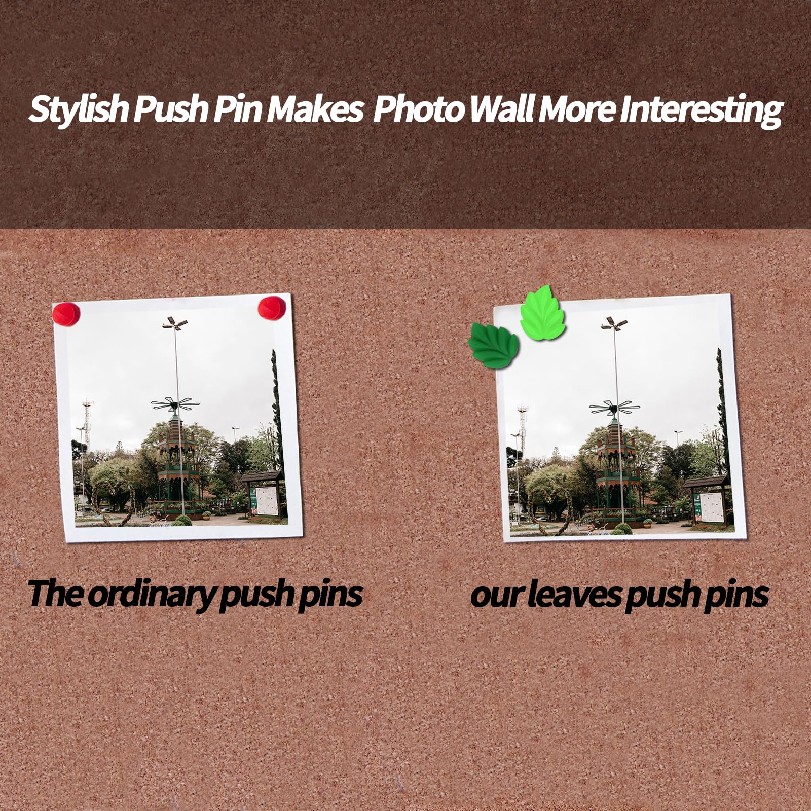 50 Pcs Leaf Push Pins Decorative Thumb Tacks in Green Cute Office Decor for Cork Board Bulletin Board, Photos Wall Maps and Other Offices Schools Supplies Christmas Decoration: Leaf, 30 Pcs